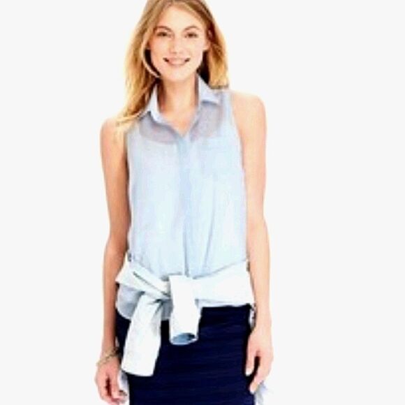 Old Navy Micro Stripe Sleeveless Button Shirt - Picture 1 of 10